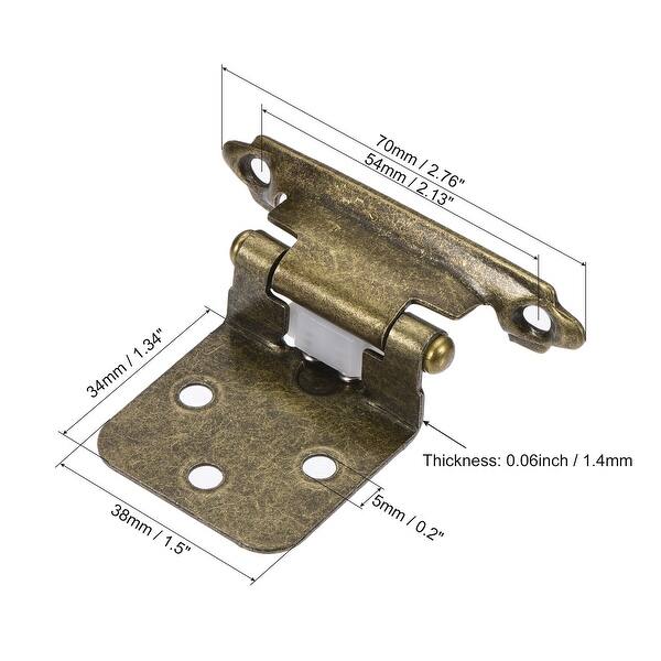 1/2" Overlay Hinges Self Closing 2.76" with Screws Bronze Tone 4Pcs Bronze Tone Bed